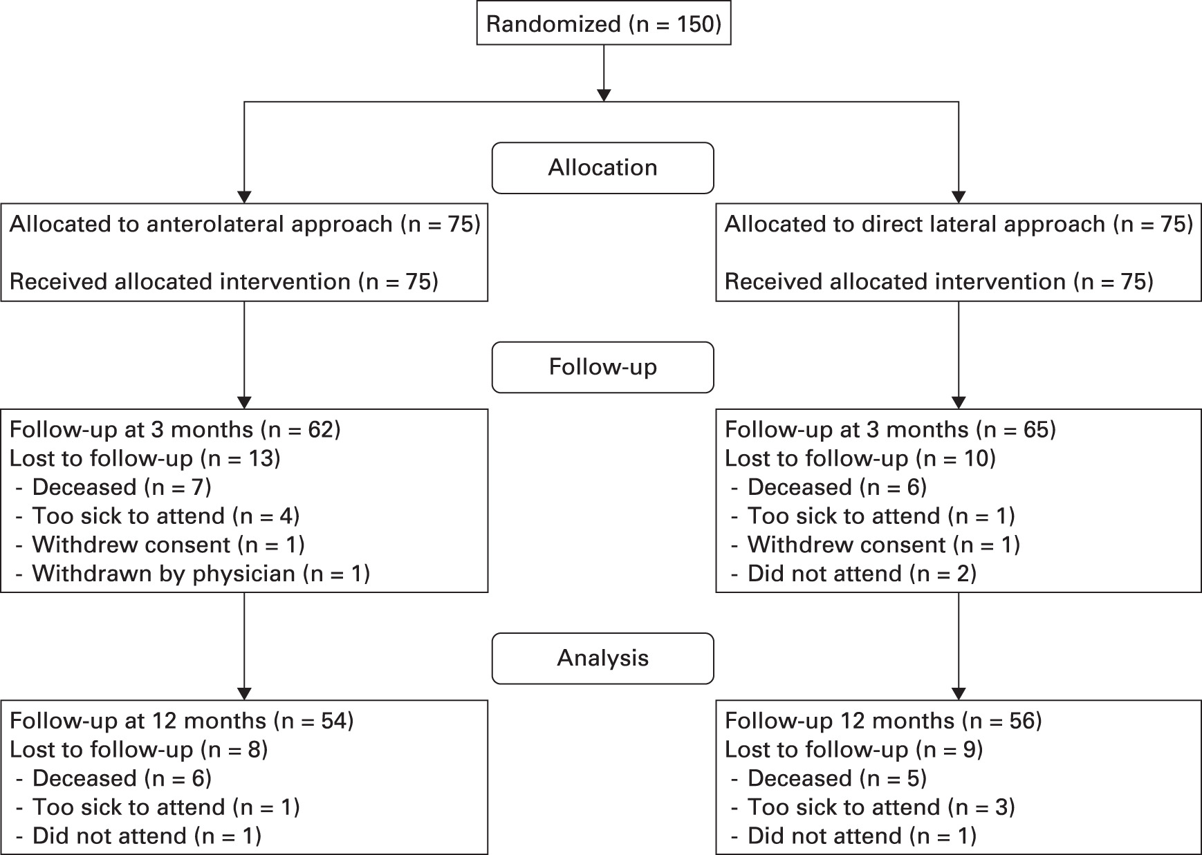 Fig. 1 
          Randomization and flow chart of femoral neck fracture patients during the study.
        