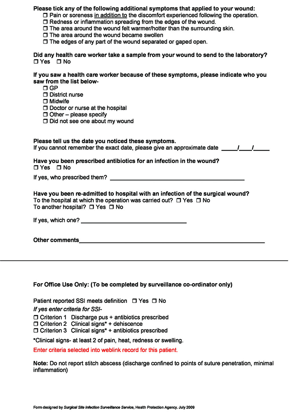 Fig. 1 
          30 day questionnaire designed by the
English Health Protection Agency (now Public Health England).24
        